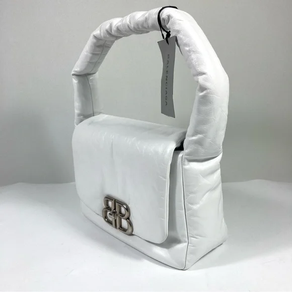 Balenciaga Small Monaco Leather Shoulder Bag Optic White NEW 7878962AA3Z - Picture 16 of 17